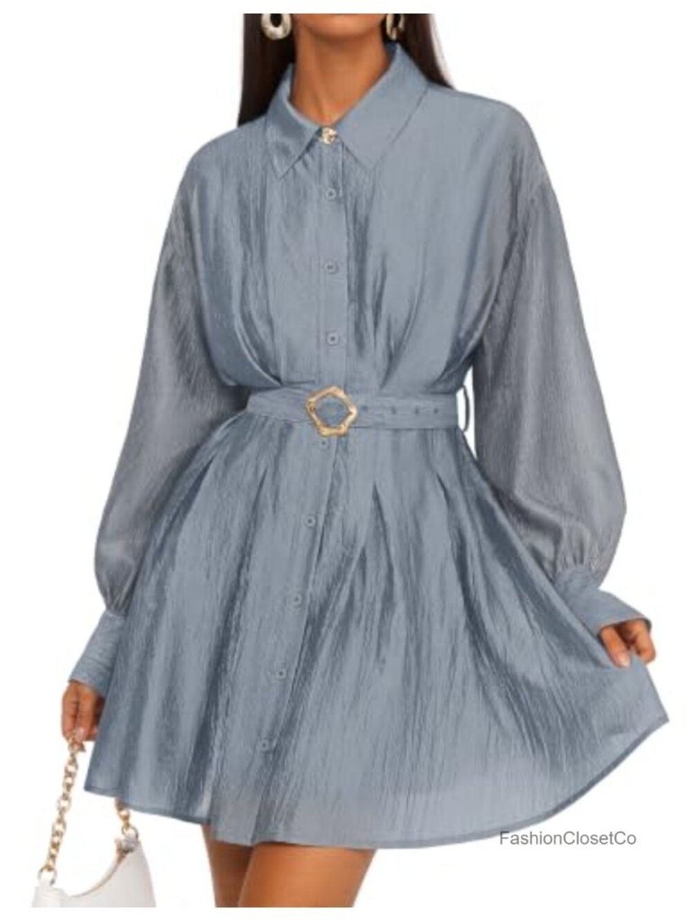 ZESICA Womens Fall Long Sleeve Button Cocktail Party Mini Dress